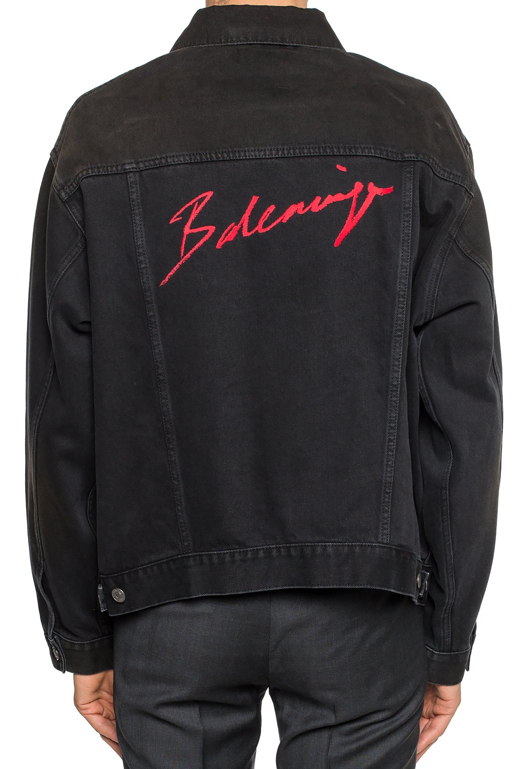 Balenciaga denim embroidered sales jacket